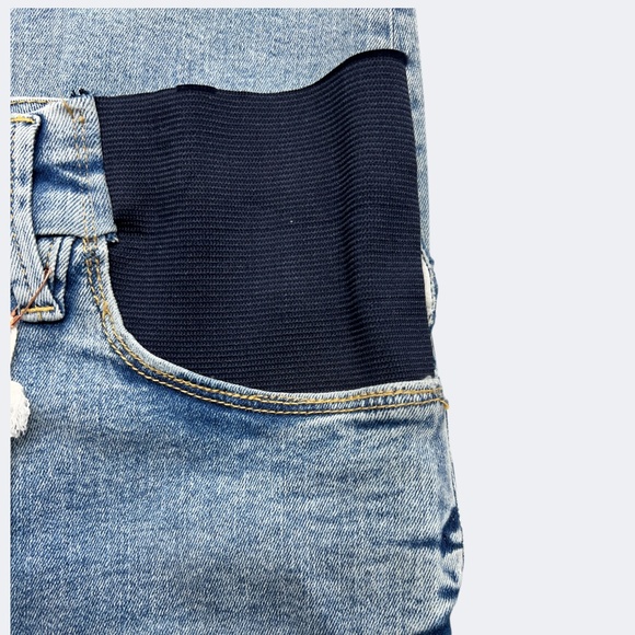 Good American Maternity Jean 8 Blue Distressed Stretch Skinny Denim Elastic Side - Picture 6 of 11